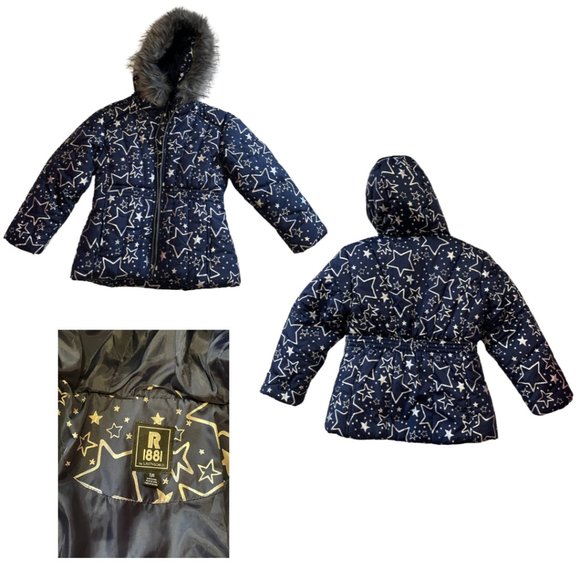 Girls Starry Puffer Coat - Size 5/6 - Picture 3 of 3